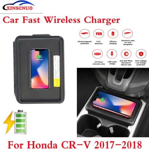 10W QI Car wireless Charger For Honda CR-V 2017-2018 Fast Charging Case Plate Central Console Storage Box