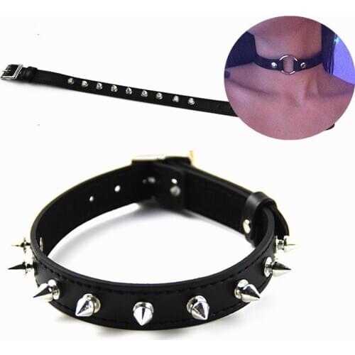 2020 New Black Adjustable PU Leather Neck Collar With O-shape Steel Ring Bondage Restraint Adult Game Sex Toys For Couple Lover