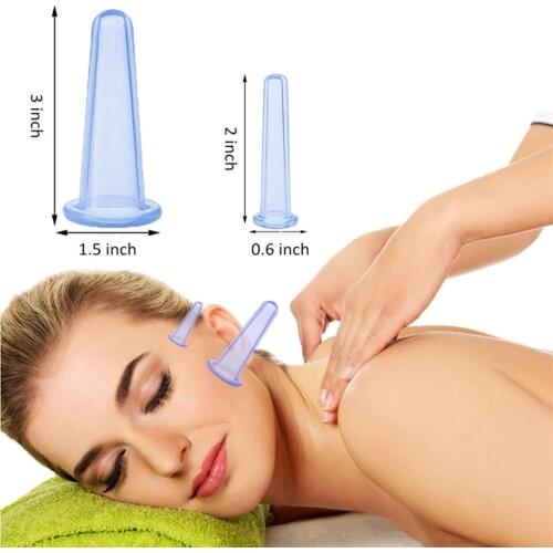 4pcs Silicone Jar Vacuum Cuppings Cans for Body Neck Facial Massage Suction Cans Anti Cellulite Cups Set Health Care Tool
