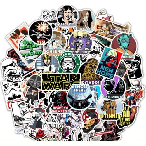 50 Pcs/set star wars Stickers Cartoon Disney Anime Figure Multifunctional Stick Notebook Graffiti Waterproof Sticker