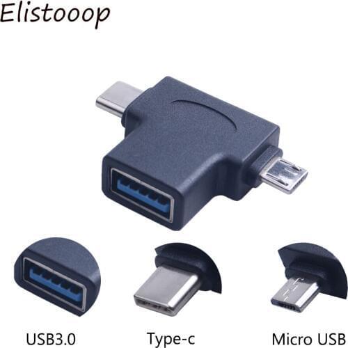 2 in 1 OTG Adapter Micro USB & Type C to USB3.0 Converter Charging Data Sync Cable for Samsung Xiaomi Huawei LG HTC