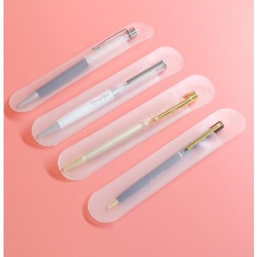 Antique Fountain Pen Bag Single Pen Holder Pencil Case Plastic Transparent Tube Pen Cases