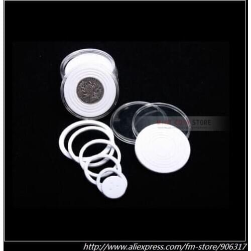 35PCS Free Shipping to USA Acrylic Clear Coin capsules with White & Black Sponge Rings Fit different sizes