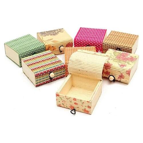Jewelry Storage Cases Bamboo Wooden Ring Necklace Earrings Case Jewelry Boxes Holder Gift 11 Colors Jewelry Box Jewelry Gift Box