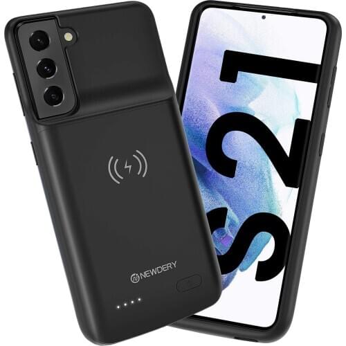 NEWDERY battery case for Galaxy S21 Battery Case Qi Wireless Charging Case, 4800mAh Extended Power Case Protective