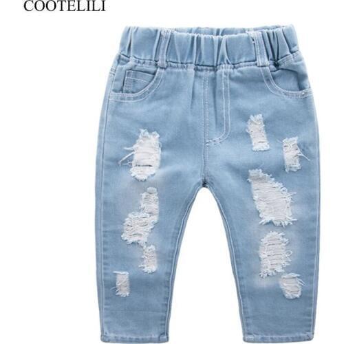 COOTELILI Kids Boys Jeans Children Boys Clothes Denim Toddler Jeans Distrressed Toddler Baby Girl Clothes Spring Clothing