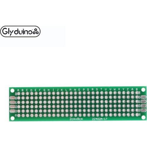 Glyduino 10PCS 2*8 CM Double Side Spray Tin Plate Universal Experiment Boards PCB Circuit Hole Hole Plate
