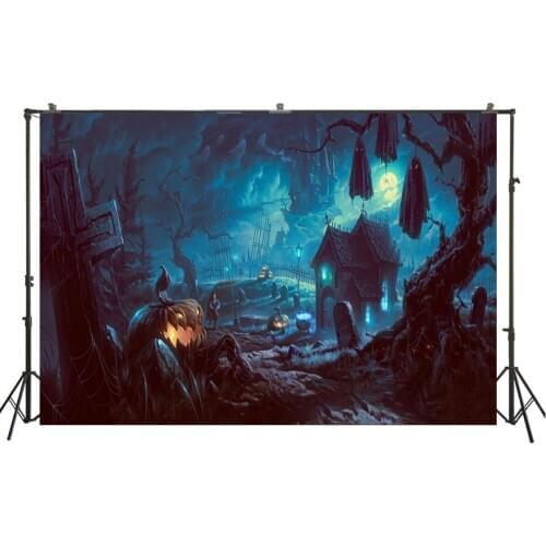 HUAYI Photography Backdrop Halloween Pumpkin Lantern Horror Night Photo Booth Background Newborns Studio Room Decor Props W-4117