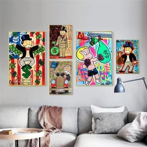 Alec Monopoly Graffiti Art Canvas Posters and Prints Big Rich Man Street Art Paintings on the Wall Art Pictures Home Decoration