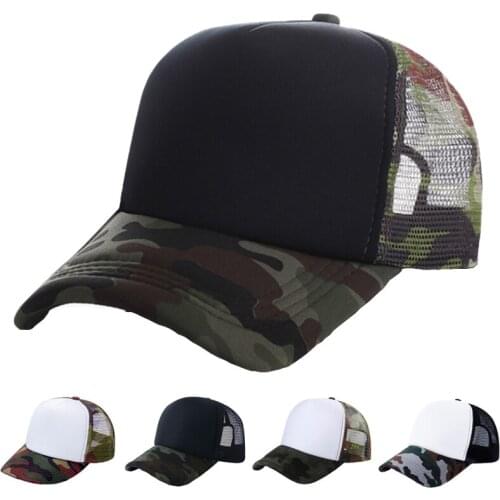 Men Cotton Adjustable Snap Baseball Cap Unisex Solid Color Hip-Hop Caps Women Casual outdoor Camouflage Mesh Sun Hat Adult/Kid