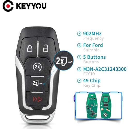 KEYYOU Smart Remote Car Key Fob for Ford Explorer Edge Mustang F150 F250 F450 350 Super Duty ID49 Chip 902MHz M3N-A2C31243300