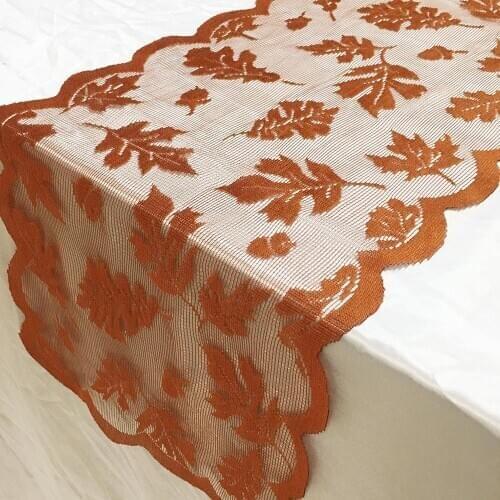 Maple Leaf Lace Table Runner Perfect for Fall Dinner Parties Restaurant Decor Transparent Living Room Table Decoration