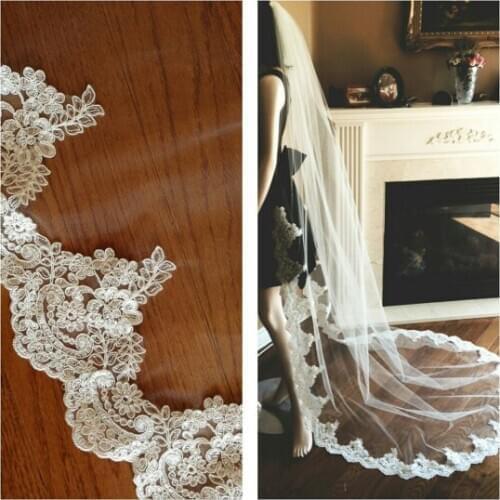 250cm lace wedding veil 1 layer bridal veil with metal comb in white , off white , ivory