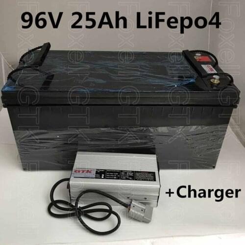 96V 25Ah Lifepo4 lithium battery for Tricycle Golf Cart Electric Scooter Motorcycle electric car+109.5V 5Ah charger