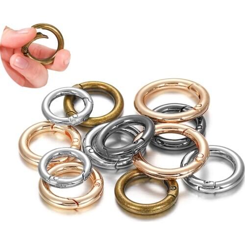 5Pcs/Lot O Ring Clasp Metal Spring Gate Keyring Buckles Clips Carabiner Handbags Dog Chains For DIY Jewelry Making Findings