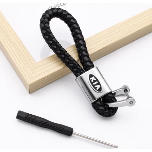 1pcs Metal Braided Rope Leather Car Keychain Key Chain Key Rings For KIA Cerato Sportage R K2 K3 K5 RIO 3 4 Sorento Accessories