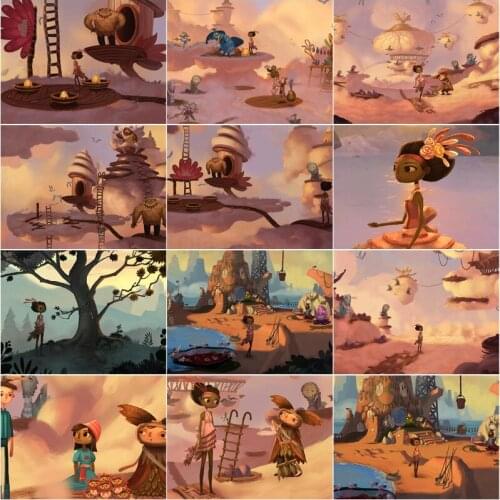 Cartoon Anime Landscape 5D Diamond Painting African Black Skin Girl Pictures of Rhinestone Embroidery Cross Stitch Home Decor