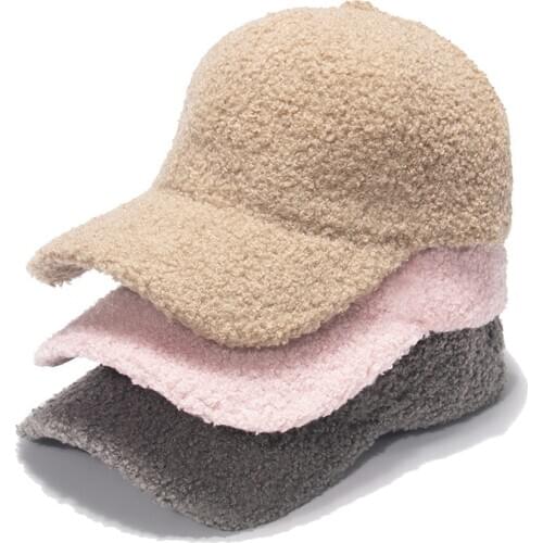 2021 New fashion wool baseball cap Thicken Warm Pure color casquette hat Men Women hats wholesale winter caps for women