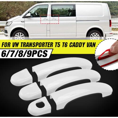 New Car 6 7 8 9pcs/Set Car 4 Door Handle Covers Trim White For VW TRANSPORTER T5 T6 CADDY Car Accessories