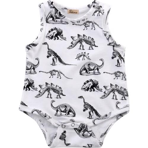 Summer romper infant baby girl boy clothes dinosaurs printed sleeveless romper cotton outfits