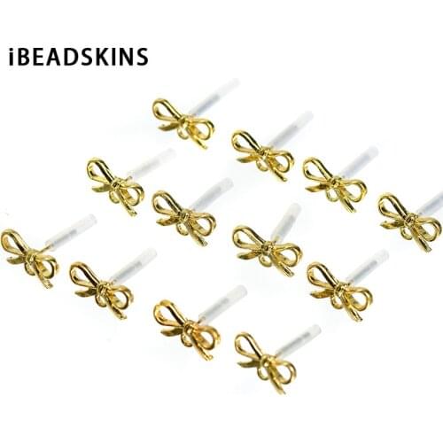 New arrival! 14mm 100pcs/lot zinc alloy bows-shape Stud earring/earrings accessories/Earring parts for Jewelry DIY