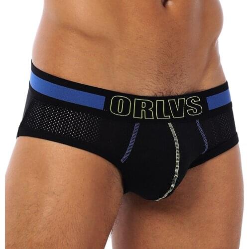 ORLVS Brand 50PC/LOT Wholesale Men Briefs Comfortable Underwear Mesh Breathable Male Panties Quick Dry Men Briefs Cueca Tanga