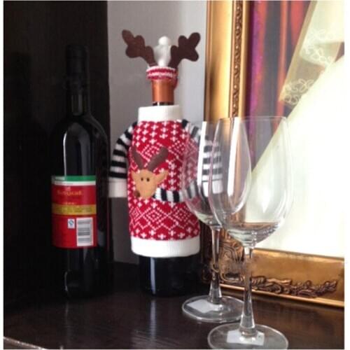 Christmas Decoration Supplies Red Wine Bottle Cover Wool Material Bags Decoration Home Party Christmas EIK Gift IC674279
