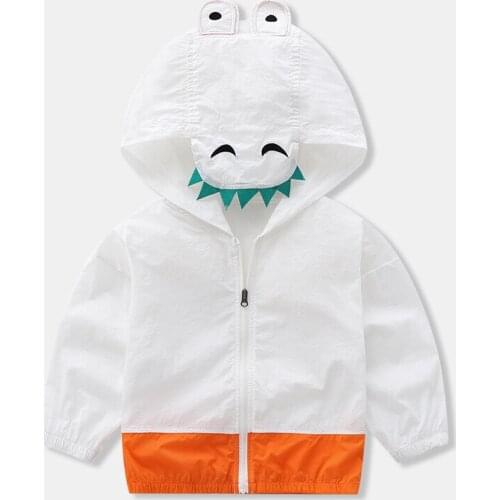 Boys Cartoon Lightweight Wind Zip Hooded Jackets Windbreakers Cute Dust Coats