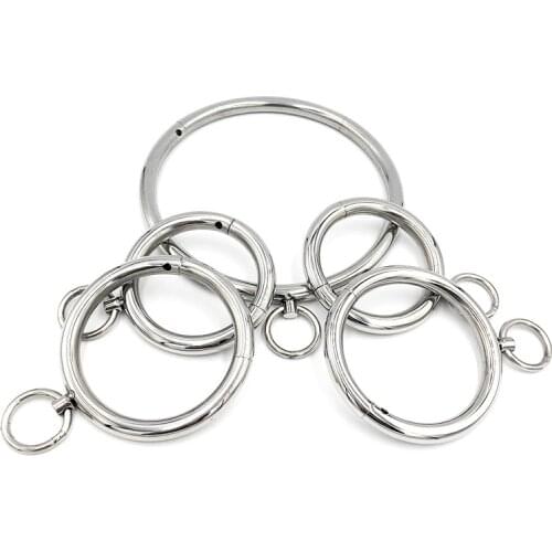Stainless Steel Neck Collar Handcuff Ankle Cuff Wrist Adult Slave Fetish BDSM Restraint Bondage Sex Toys For Women Men