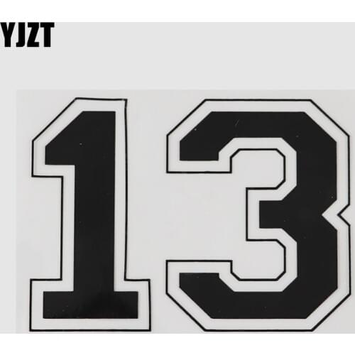 YJZT 13.5CM*9.9CM Fashion Sports Basketball Number 13 Decal Car Sticker Vinyl Black/Silver 13D-0275
