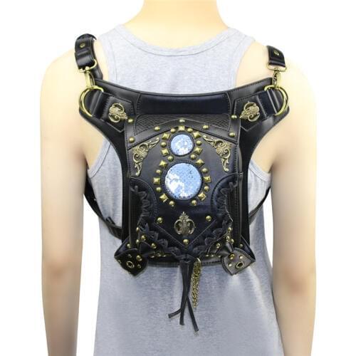 Retro Womens Bag Punk Shoulder Bags Multifunction Oblique Cross Package Female Chain Bag Female Pockets Punk / Rock Dropship