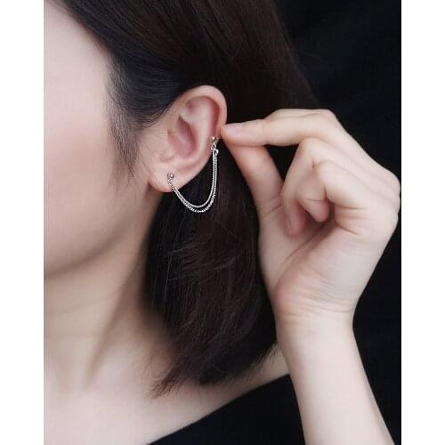 925 Silver Earring Fashion Chain Tassel Long Ear Line Double Studs Earrings For Women Pearl/irregular Ear Studs Party Ear Jewelr