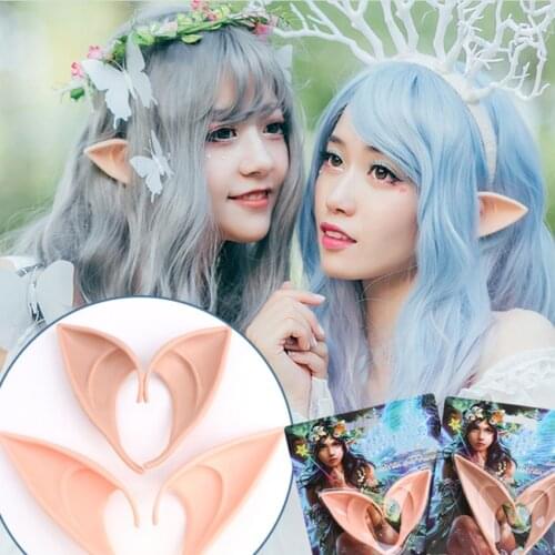 1Pair Halloween Latex Elf Ears High Simulation Soft Harmless False Ears Props Fairy Angel Dress Up Cosplay Hook Christmas Decor