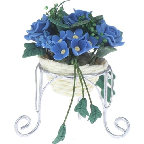 1pc 1:12 Doll House Miniature Flowers Mini Potted Plant Flowers Pot DollHouse Decor Bonsai Model Fairy Garden Ornament