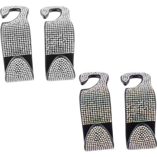 2Pcs Universal Car Auto Rhinestone Seat Back Headrest Hanger Hooks For Bag Purse Clothes Grocery Collection