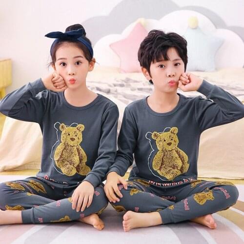 2021 Kids Pajamas Set Baby Clothing Sets Autumn Children Sleepwear Pants Suit Girls Boy Cartoon Pyjamas Clothes Child Night Suit