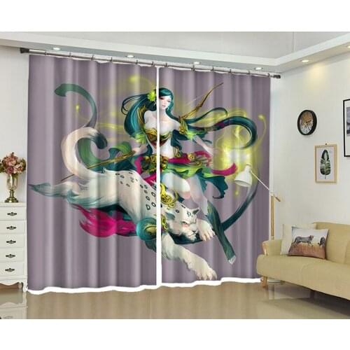 Female warrior 3D Curtains bedroom Luxury Blackout window Curtain Living Room Cortina Drapes Rideaux Customized size pillowcase