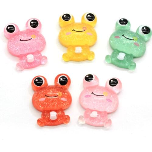 50/100pcs Kawaii Cute Cartoon Frog Flatback Resin Cabochons Embellishments Craft DIY Scrapbooking For Phone Hair Accessories