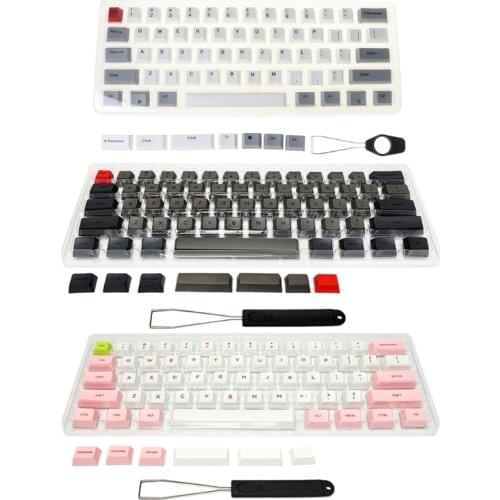 61 Keys Keyset Double Color PBT Thick Keycap for GK61 SK61 Mechanical Keyboard P9YE