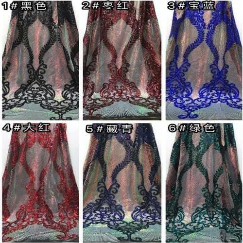 African Sequin Lace bead 6 Color black (5yards/lot) voilie lace / tulle lace / wedding Lace embroidery bride Crysal sheet fabric