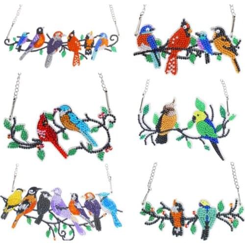 DIY Colorful Birds Special Shaped Drill Diamond Painting Hanging Ornament Pendant For Window Home Door Wall Decoration
