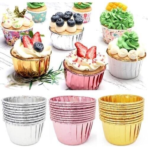 50pcs Cupcake Paper Cup Oilproof Cupcake Liner Baking Cup Tray Case Wedding Party Caissettes Golden Muffin Wrapper Paper