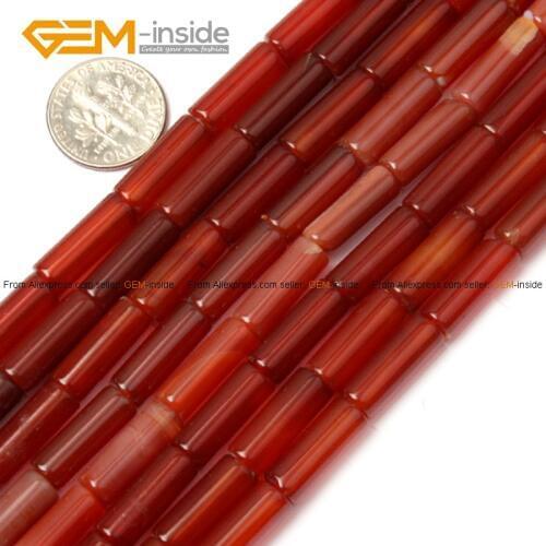 Gem-inside 6mmX14mm Natural Tube Cylinder Columnar Column Beads For Jewelry Making Strand 15 Inches DIY Christmas Gift