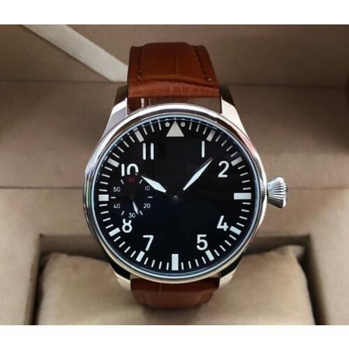 Sapphire crystal or mineral glass NO logo Asian 6497 Mechanical Hand Wind movement mens watch luminous butterfly buckle P5-20