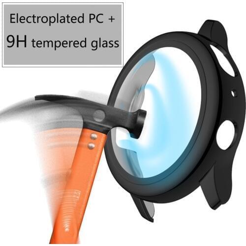 Active 2 watch case for samsung galaxy watch active 2 40mm 44mm Screen Protector 9H Tempered glass Plated PC case for active2