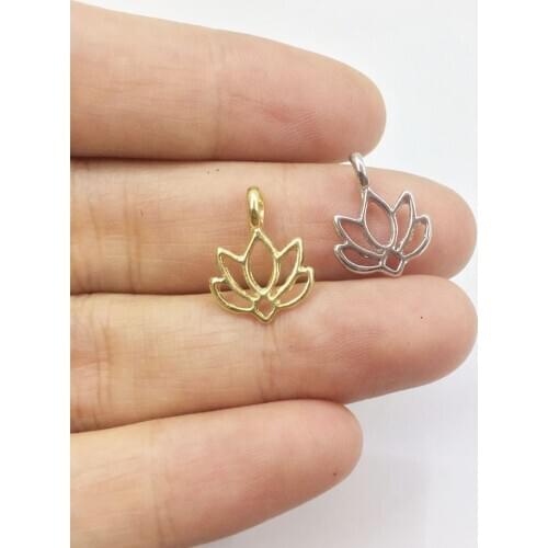 Eruifa Pretty 20pcs 12*10mm Mini Lotus Zinc alloy charms Wholesales necklace,earring bracelet jewelry DIY handmade 2 colors