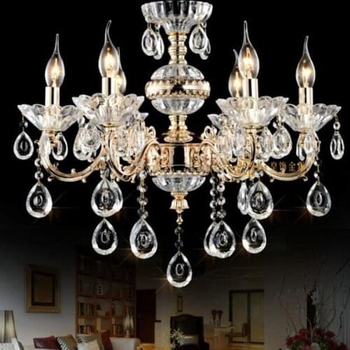 European alloy candle crystal chandelier Led living room dining room lamp bedroom lamp Villa hotel room lamp led lighting lamps