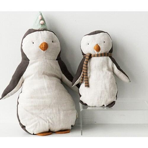 Handmade Penguin Cloth Toy Baby Home Ornament Cozy Cuddling Animal Doll for Newborn Penguin Mum and Baby Cotton Linen Soft Doll