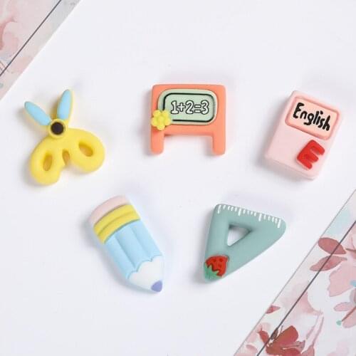 10Pcs Simulation Stationery Pencil Flat back Resin Cabochon Fit Phone Decoration Scrapbooking DIY Hair Bows Center Accessories