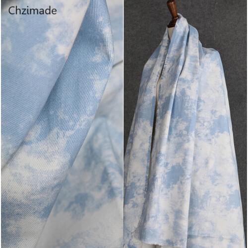 Lychee Life 45x160cm Sky Blue Color Ink Tie Dyed Denim Fabric DIY Patchwork Fabric Quilting Sewing Crafts